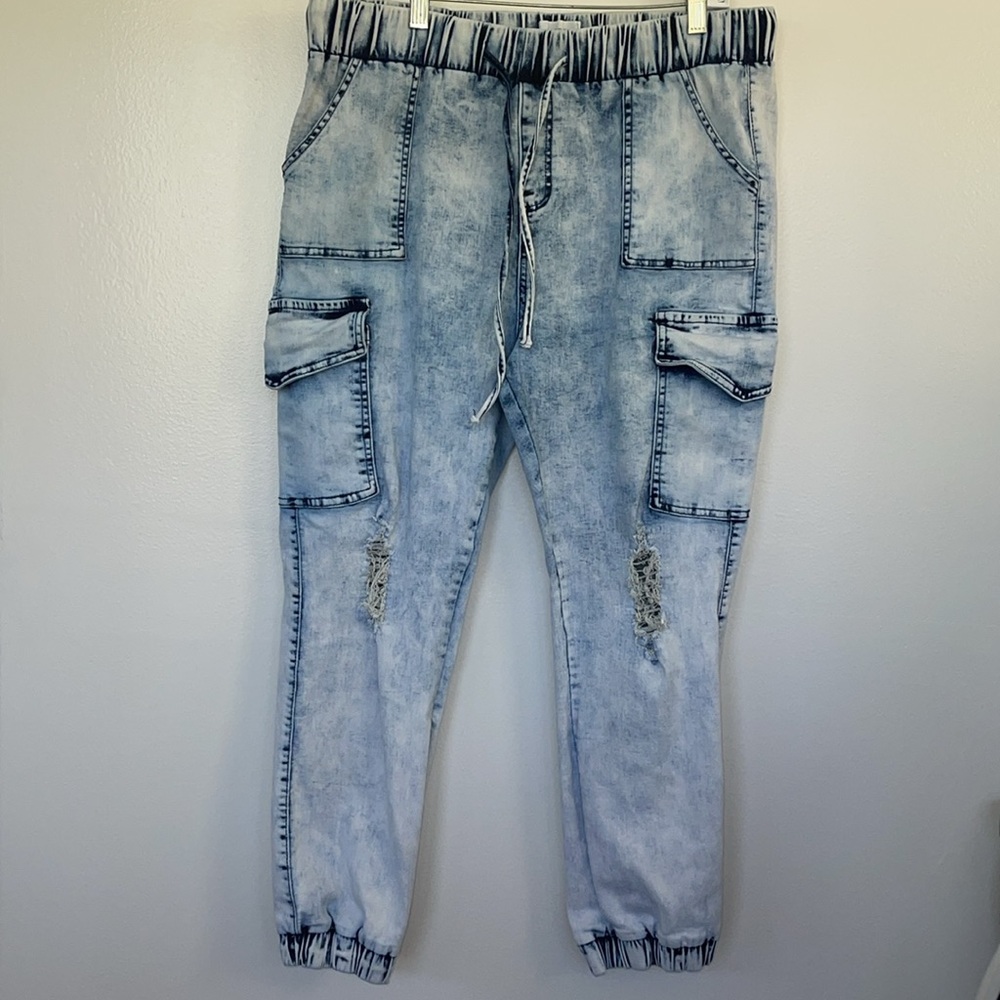 Womens distressed bamboo jeans pants size 1XL See flaws
